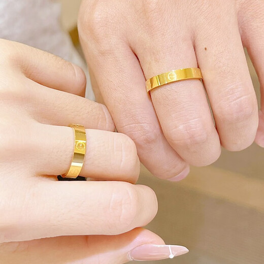 Hundred-year-old ancient craftsmanship gold-plated silver ring light luxury style ring ancient method plain ring gold-plated silver-plated men and women's ring Hong Kong code No. 17, exquisite thickening and widening