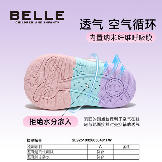 Belle Children's Shoes 25 Autumn and Winter New Baby Shoes Girls Toddler Shoes Baotou Anti-Kick Baby Sports Shoes White/Pink 25