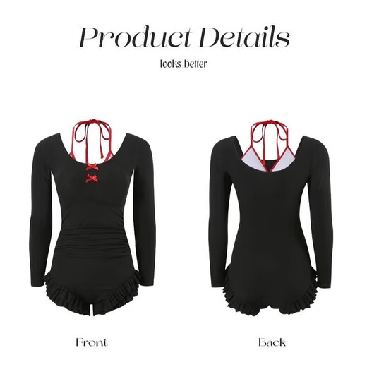 Quan Biyan swimsuit for women, conservative with breast pads, large size for fat mm, hot spring vacation, high-end, slimming, belly-covering, pure lust, one-piece long-sleeved, black and red, one size fits all, recommended 120-150 Jin Jin is equal to 0.5 kg