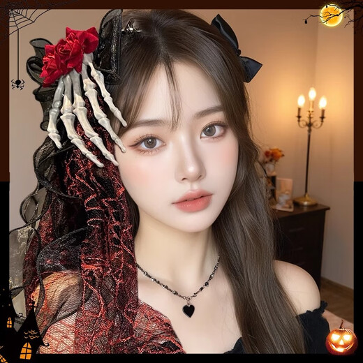 Halloween skull claw hairpin headdress dress up clip female hair accessories hair side clip side clip accessories props rose skull hairpin