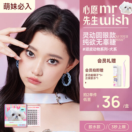 Mr. Wish Dog Eyes False Eyelashes Thick Fox L-shaped Eyelashes Lazy Man Three Steps Pure Wild Makeup