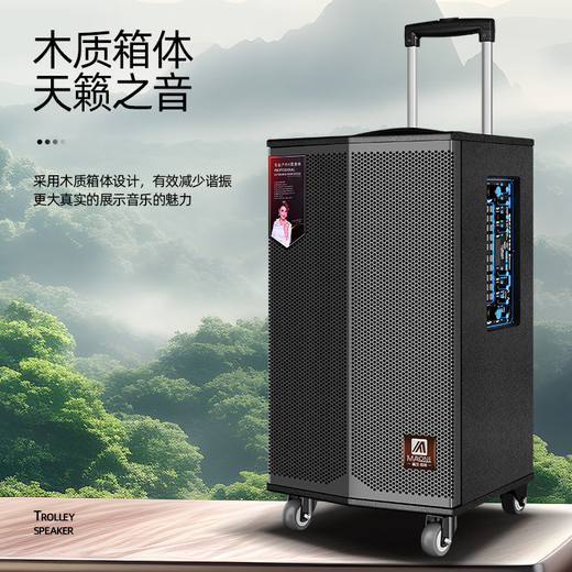 Manlong square dance audio high-power subwoofer wireless microphone Bluetooth high volume with live broadcast professional sound card internal recording mobile performance pull rod outdoor karaoke speaker K-408 audio dual microphone + gift package