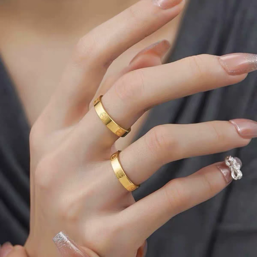 Hundred-year-old ancient craftsmanship gold-plated silver ring light luxury style ring ancient method plain ring gold-plated silver-plated men and women's ring Hong Kong code No. 17, exquisite thickening and widening