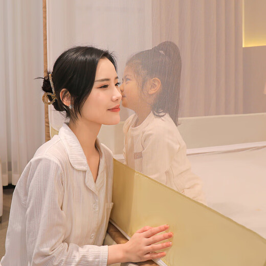 Nanjiren Baby Anti-fall Mosquito Net Stand 1.8x2m Home Pattern Mongolian Yurt Free Installation Children's Thickened Full Bottom Three Doors Ness Bear Baby Anti-fall Class A Full Bottom 180cm*200cm*170cm Comes with Dustproof Top