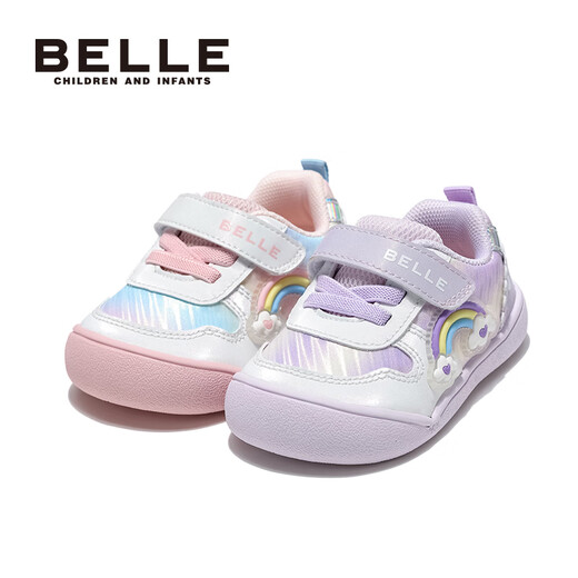 Belle Children's Shoes 25 Autumn and Winter New Baby Shoes Girls Toddler Shoes Baotou Anti-Kick Baby Sports Shoes White/Pink 25