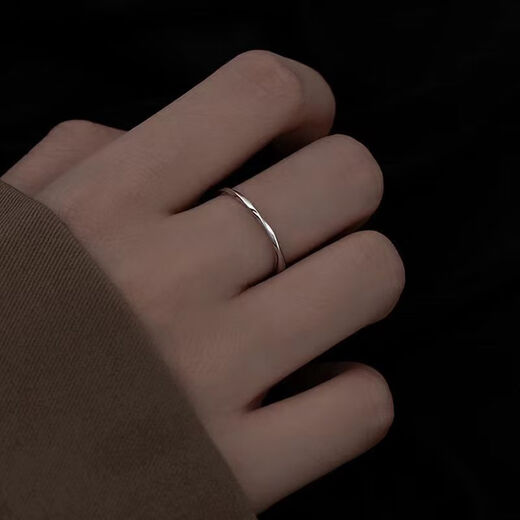 NSYCA Old Phoenix 999 sterling silver plain ring ring for men and women, small closed mouth 999 pure silver tail ring, simple couple ring 999 pure silver simple plain ring / fine style 1.5 size 6 reference weight 90-105 Jin Jin is equal to 0.5 kg Lao Fengxiang