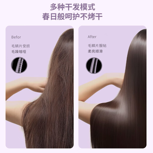Xiaomi white hair dryer for student dormitories 800w hair care low power household hair dryer foldable hair dryer quick drying lavender 800W dormitory-specific model