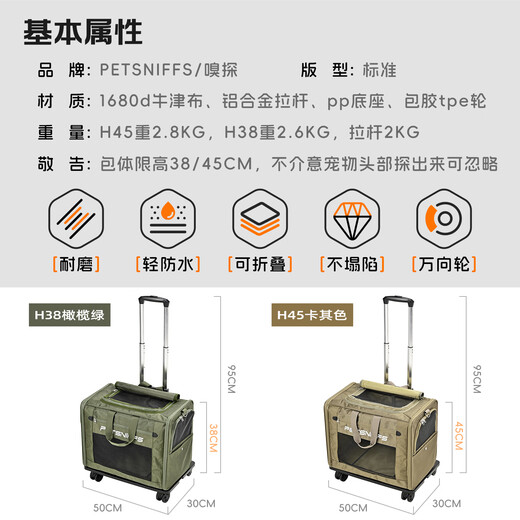 Haustier-Trolley, Maine-Coon-Katzentasche, große Kapazität, Rucksack, Katzentasche, tragbarer Haustier-Rucksack für den Außenbereich, kleiner Hund, Welpen-Tasche, grüner Trolley