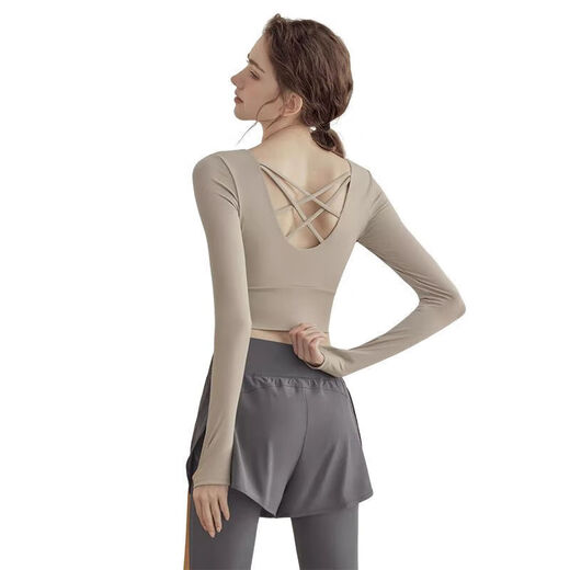 Kashiwa Chao Youyou Yoga Wear Women's Autumn and Winter New Sports Top with Breast Pad Feeling Running Pilates Training Fitness Wear Ginkgo Ultra-Stable Fixed Cup S Recommended Weight 95Jin Jin is equal to less than 0.5kg