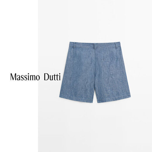 Massimo Dutti秋季新品2025女装 休闲简约高智通勤风短裤裤子 05117800 蓝色 38 (170/70A)