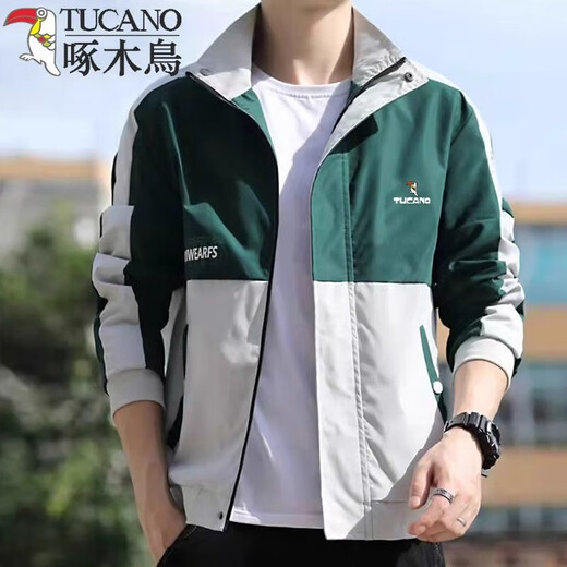 Woodpecker (TUCANO) Fashion Trend Autumn Men's Contrast Color Spring and Autumn Thin Flight Jacket Loose Stand Collar Versatile Casual Men 6700 Blue Spring and Autumn 4XL