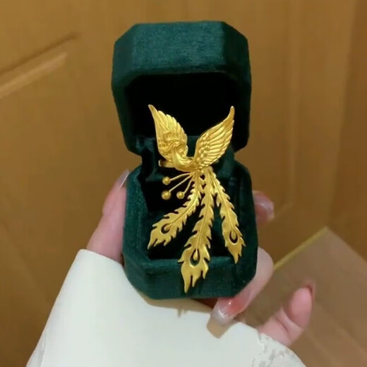 KZD old phoenix 999 pure gold ancient method gold pure gold phoenix ring female phoenix dance nine-day ring engagement proposal for daughter phoenix ring