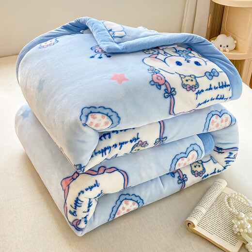 秋冬毛毯被子盖毯冬季双层加厚单人宿舍珊瑚法兰绒被芯保暖盖毯子 萌萌玉狗【撸猫级触感】 100*120cm【双层加厚儿童盖毯】