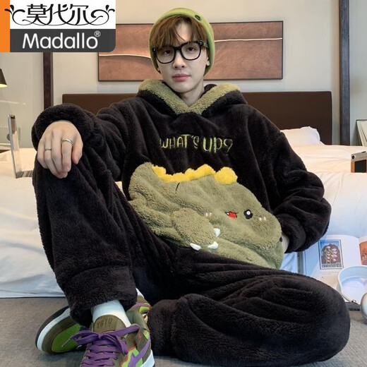 
Modal men's pajamas men's coral velvet winter student cartoon loose winter flannel thickened plush home clothing set *ZS*9904 [Double-sided plush set] M small (75-95Jin [Jin equals 0.5 kg])
