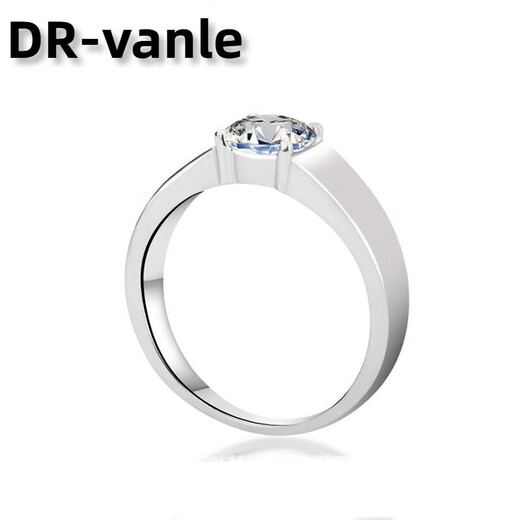 DR platinum men's moissanite ring pt950 diamond ring smooth wedding ring proposal engagement ring Valentine's Day gift 1 carat D-E color/extreme white gift box + certificate PT950 live mouth (size adjustable)