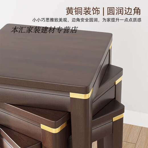 Zhongen Solid Wood Stools for Home Stackable Modern Simple Dressing Stools Living Room Dining Table High Stools Catering Commercial Square Stools Upgraded Copper Style-6 Pack_Home