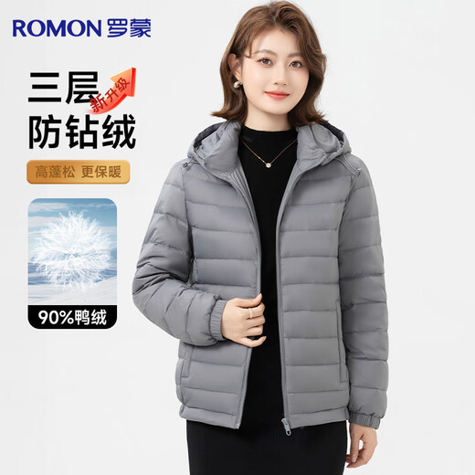 Luo Meng 90% duck down light down jacket for women winter middle-aged short hooded autumn down student warm mother jacket