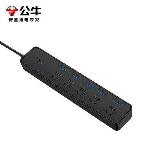 BULL lightning protection, surge resistance, high-end household appliances/anti-surge socket/socket strip/wiring board, five sockets + sub-control, 1.8m lightning protection and surge resistance (new national standard)