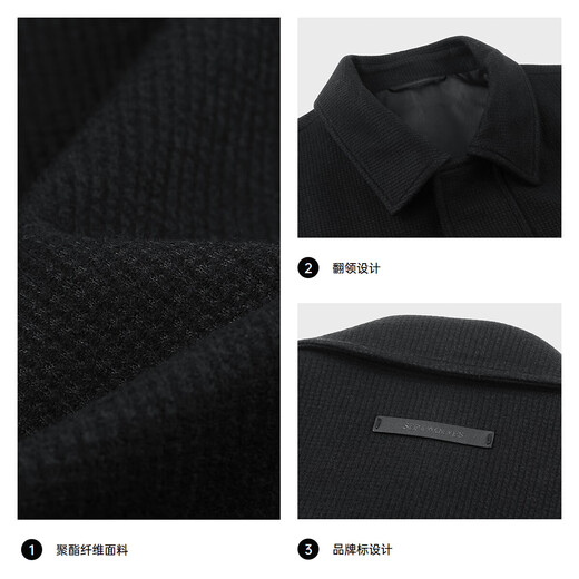 Septwolves Jacket Men's Jacket Autumn and Winter Lapel Textured Knitted Wool Warm Antistatic Fashion Casual Men's Clothing