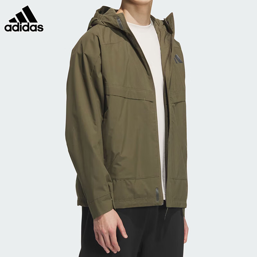 Adidas Jacket Men's 2025 Winter New Fitness Training Sports Woven Hooded Jacket Running Style KB7625 3XL