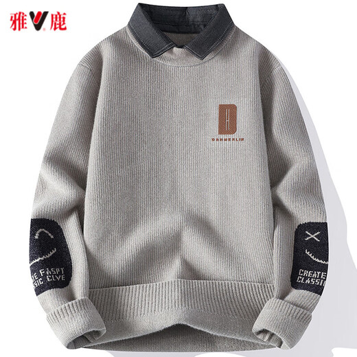 
Yalu thermal underwear fake two-piece sweater for men in autumn and winter new thickened thread fashion brand shirt collar long sleeve knit sweater M9905 black [shirt collar] M (about 80-100 Jin [Jin equals 0.5 kg] can be worn)