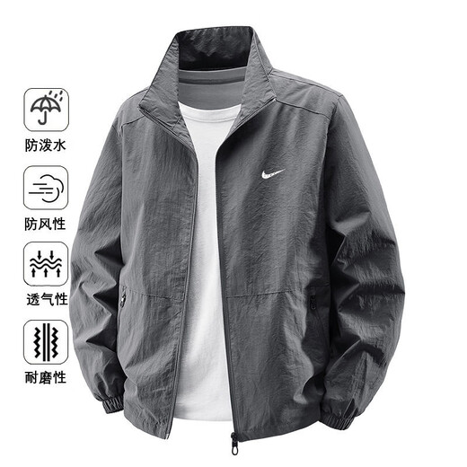 Jacket men's new winter trendy men's jacket velvet thickened business casual loose versatile fishing jacket black thin 2XL 150-165Jin Jin equals 0.5 kg