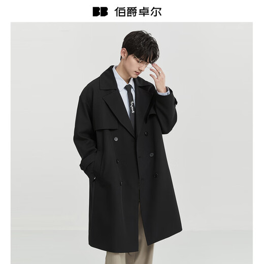Earl Dowl [Heat/Anti-wrinkle] Commuter Wind Coat Men's Mid-Length Double Breasted Coat Jacket Men's 2025 Fall New Tuscany [II Generation Upgrade-Heat/Anti-Wrinkle] L (175)