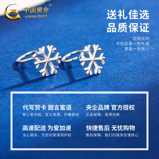 CHINA GOLD PT950 Platinum Snowflake Earrings for Women Dopamine Ear Piercing Earrings Valentine's Day Birthday Gift for Girlfriend and Wife PT950 Platinum Snowflake Earrings About 0.95g