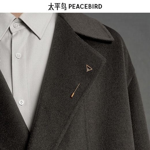 PEACEBIRD Men's Gray Suit Collar Coat Men's Winter Casual Long Woolen Coat Jacket Men Gray 1 2XL