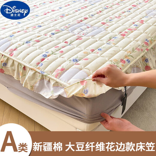 Disney (Disney) pure cotton summer skirt bed sheet three-piece set cotton bedspread baby type A bed cover mattress dust cover 2024 new Loli breathable and comfortable skin-friendly naked sleeping three-piece set pillowcase 1 pair 150cm*200cm