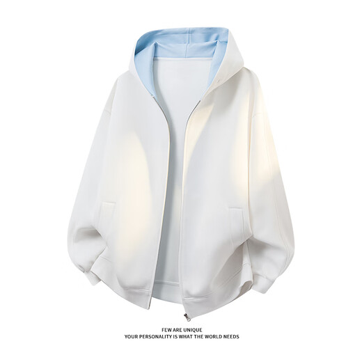 Dingfengbaoluo American Cardigan Hooded Sweatshirt Heavyweight Men's and Women's Autumn Casual Loose Couple Jacket XDS01 Hemp Gray XL