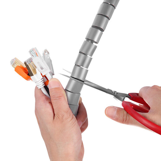 电脑工具主机线缆收纳/理线器包线管束线管26MM医疗设备线缆保护防宠物撕咬 可裁剪长度使用 银色 5米长 26mm直径【送1个理线夹】