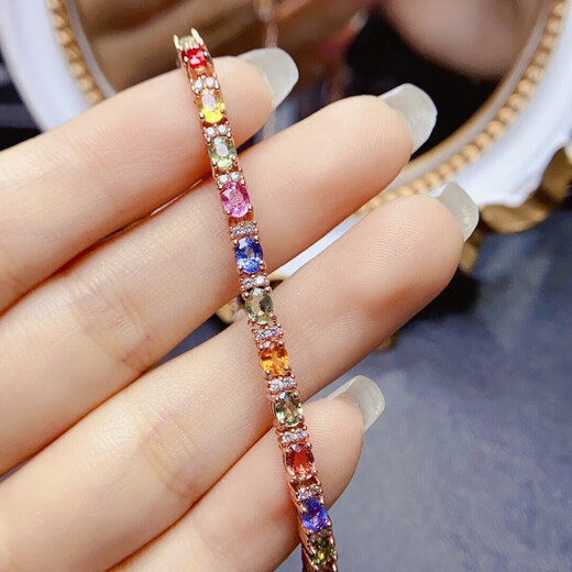 Junliang 2025 Natural Color Sapphire Bracelet Fire Color Explosive S925 Silver Color Gemstone Bracelet Color Gemstone
