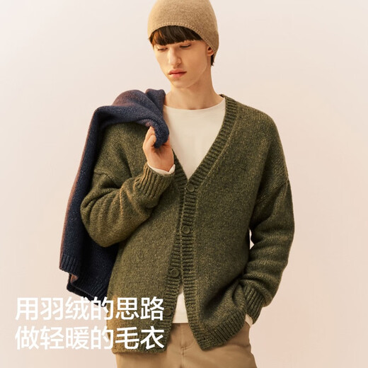 Bananain hot leather 503++ men's temperature-locking cardigan sweater lightweight layered coat warm machine washable sweater new denim blue floral yarn L