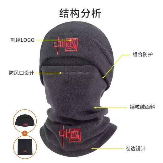 Autumn and winter warm hats for men and women, outdoor sports, skiing and cycling, mountaineering, windproof and cold-proof ear protection, thickened and velvet hat, black China (thickened version)