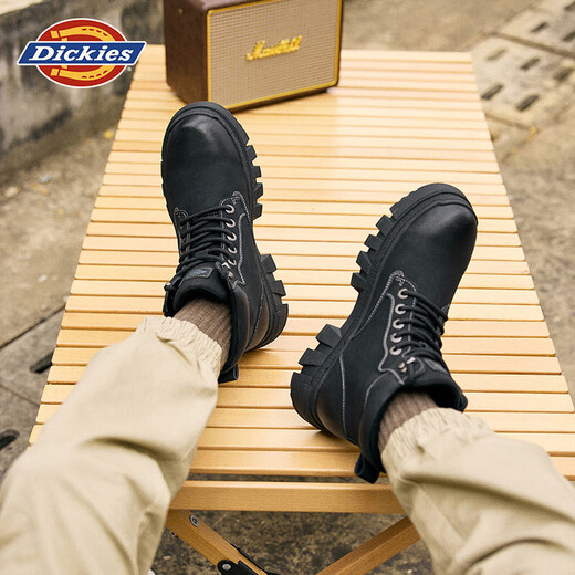 Dickies Botas Martin para hombre Botas de moda para hombre Botas cómodas para exteriores Botas de cuero Botas de trabajo de estilo británico para hombre Negro 43