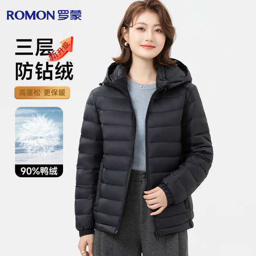 Luo Meng 90% duck down light down jacket for women winter middle-aged short hooded autumn down student warm mother jacket