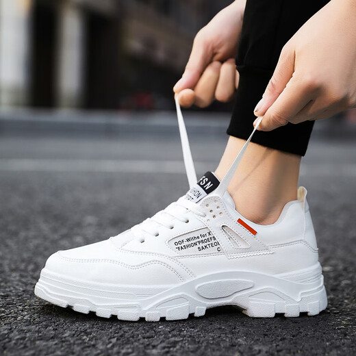 Hongxinger Duckling Erkeke 2025 Autumn Nuevas zapatillas casuales zapatos para hombres zapatos zapatos blancos zapatos de papá hy1289 en blanco y negro capa 44