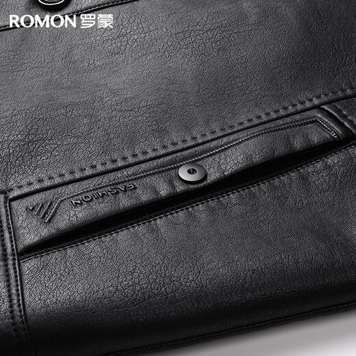 Luo Meng Leather Jacket Men's Velvet Thickened Autumn and Winter Jacket Warm Young and Middle-aged Leather Jacket Top Fleece Collar Dad Clothes