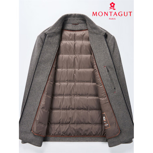 MONTAGUT autumn and winter double-sided cashmere jacket men's down liner thickened woolen woolen coat middle-aged dad's jacket men's khaki M 170-