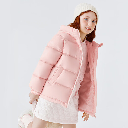 Flying in the Snow Children's Down Jacket 2025 New Girls Simple Bread Jacket Boys Thickened Western Style Warm Winter Down Jacket Pink 130