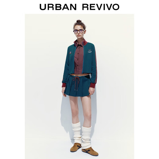 UR2025 Herumn Herumn New Damen Jersey Style Contrast Patch Sticked Short Jacket Uyl150117 Blue M