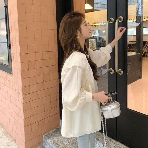 Yezhi Maternity Clothing Autumn Fashion Korean Style Pregnancy Long Sleeve Shirt Loose Casual Baby Sweater Autumn Versatile Tops and Clothes Korean Version Baby Baby Sweater for Pregnant Women Apricot One Size