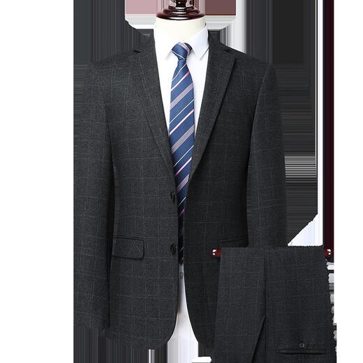 Montagut suit suit men's winter thickened wool suit formal striped wedding banquet dress dad jacket 992 blue striped double slit two-piece set wool material M 170/