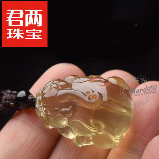 Jun Liang Citrine Pi Xiu Pendant for Men and Women Necklace Overlord Pi Xiu Birth Year Amulet Pendant Gift