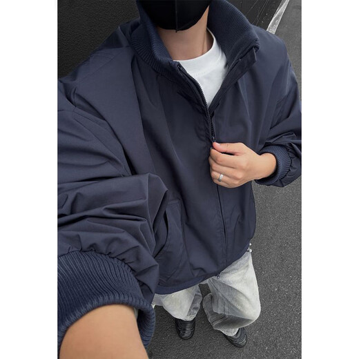 
Fumile American bomber bomber jacket men's spring and autumn loose trendy silhouette high-end street handsome jacket brown XL
