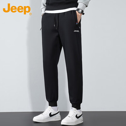 JEEP Casual Pants Men's Autumn and Winter Loose Leg Pants Men's Trendy and Versatile Sports Men's Pants Black XL