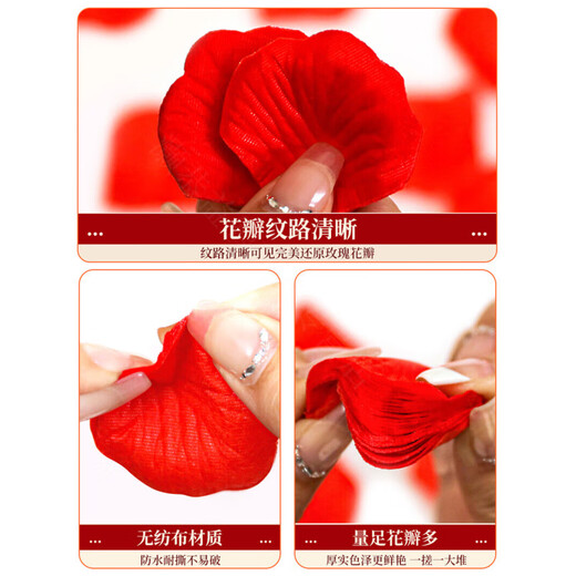 Magic Bean Shenghuo Chinese Valentine's Day White Simulated Rose Petals Wedding Decoration Wedding Hand Spreading Petals to Confess Proposal Romantic Wedding Room Decoration Place Love Recommended Champagne Color 24 Packs (2400 Pieces)