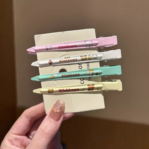 
Cute Sanrio KT Cat Relaxed Bear Alloy Duck Clip Summer Sweet Girl Broken Hair Bangs Clip Hair Card Cherry Bear 5 Hair Picks