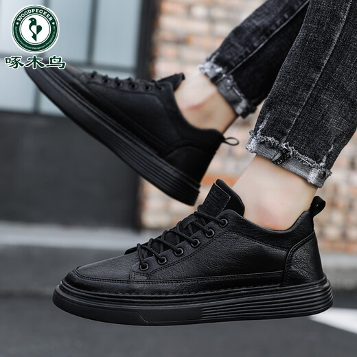 Holzspecker Sommerweiche Sohle Herrenschuhe neue wasserdichte Nicht-Schlupf-Brettschuhe Casual Plus Samt Lederschuhe reine schwarze Arbeit Arbeit Schutz Schuhe Neu 9903 Schwarz 39